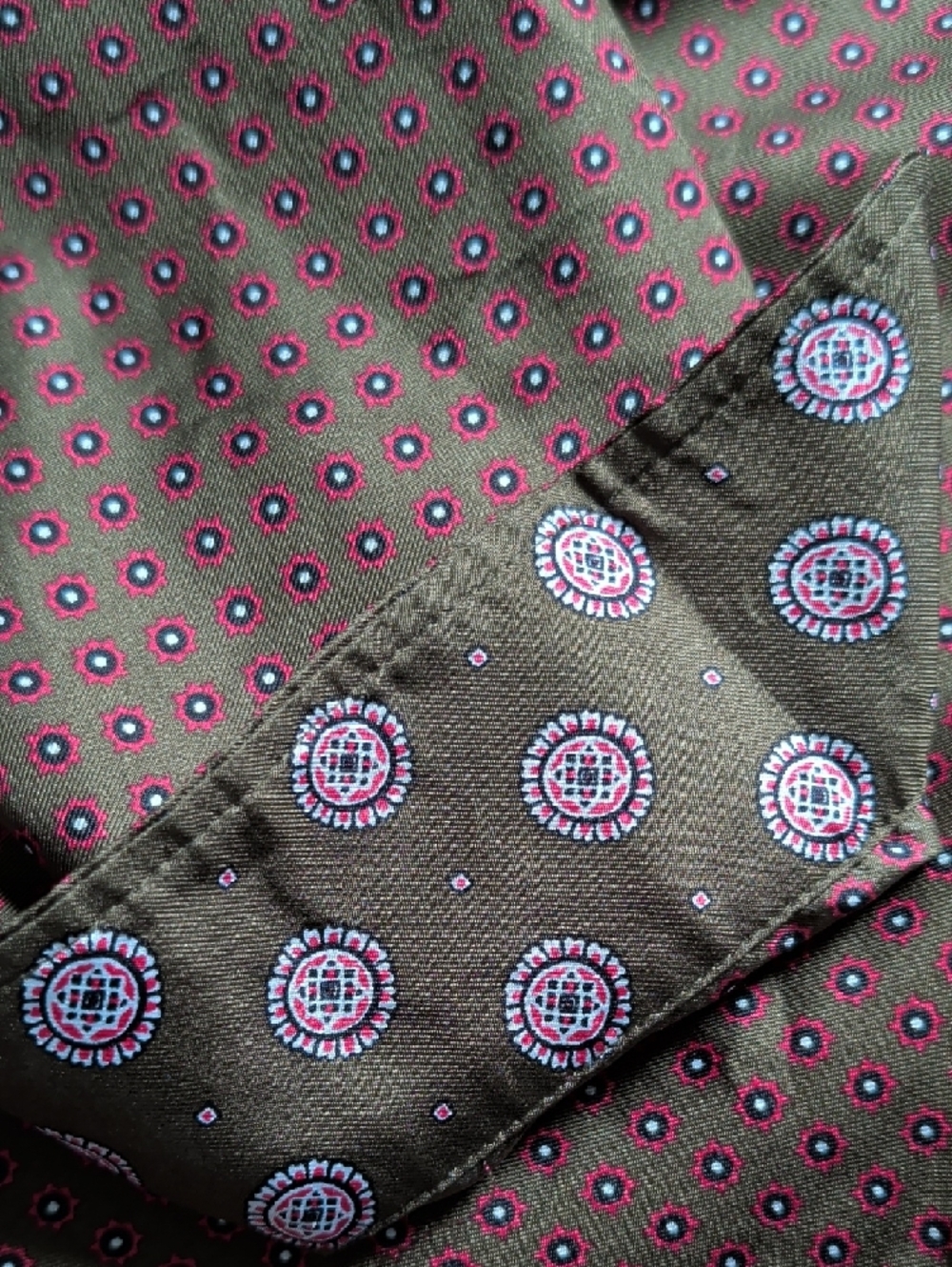 Banana Republic Olive Green Button-Down Shirt with Pink Dot Medallion Print M - Picture 14 of 14